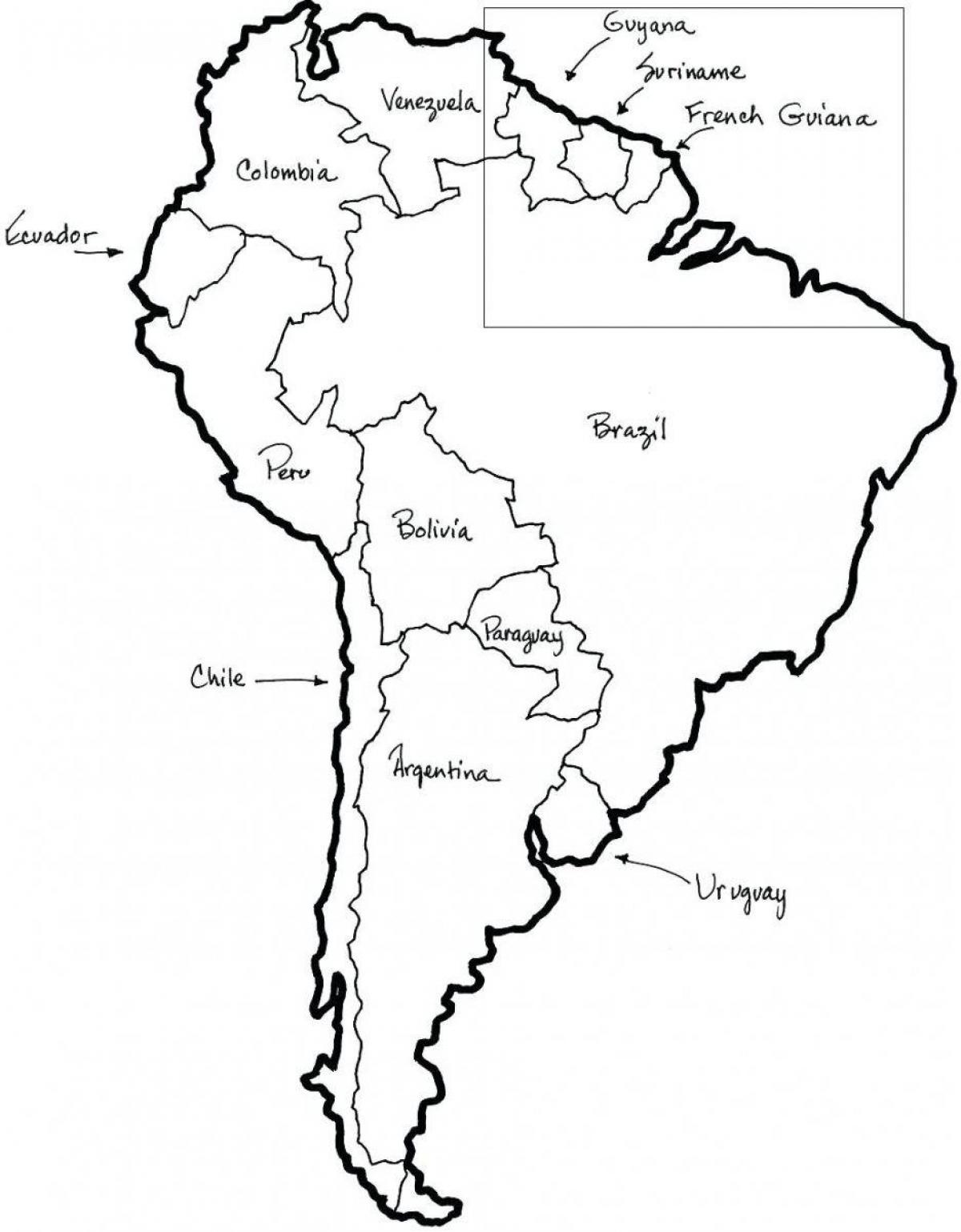 Kaart van Chili outlin