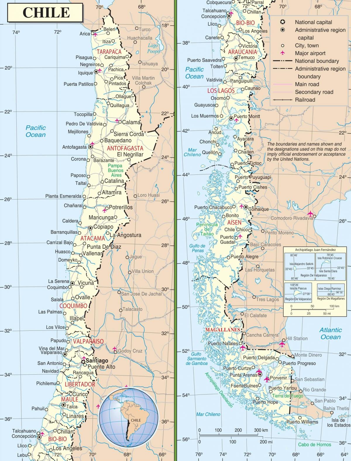 kaart van Chili