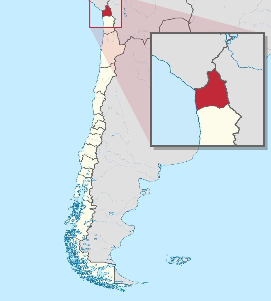 Kaart van Chili, arica