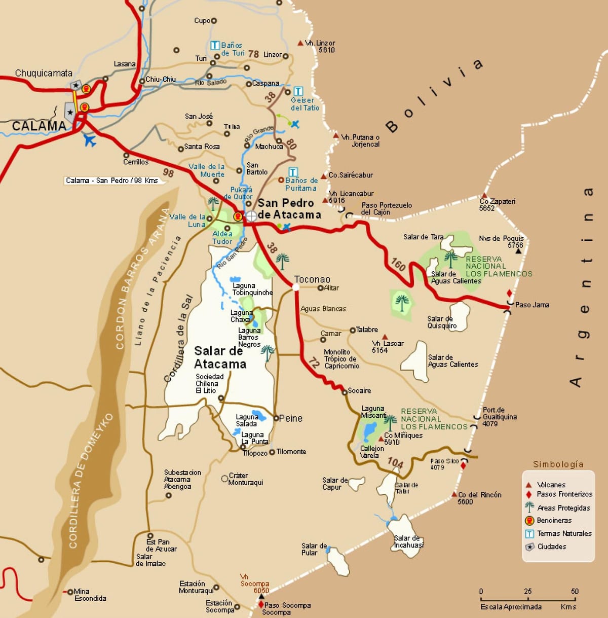 Kaart van Chili, atacama