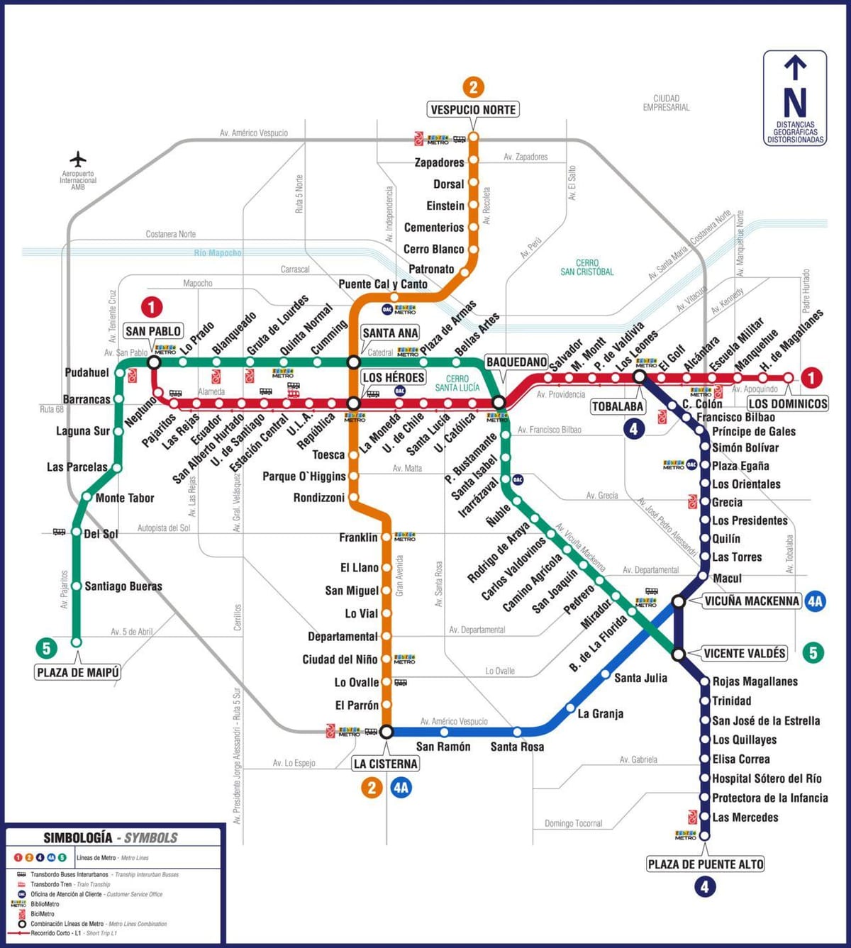 Kaart van Chili metro