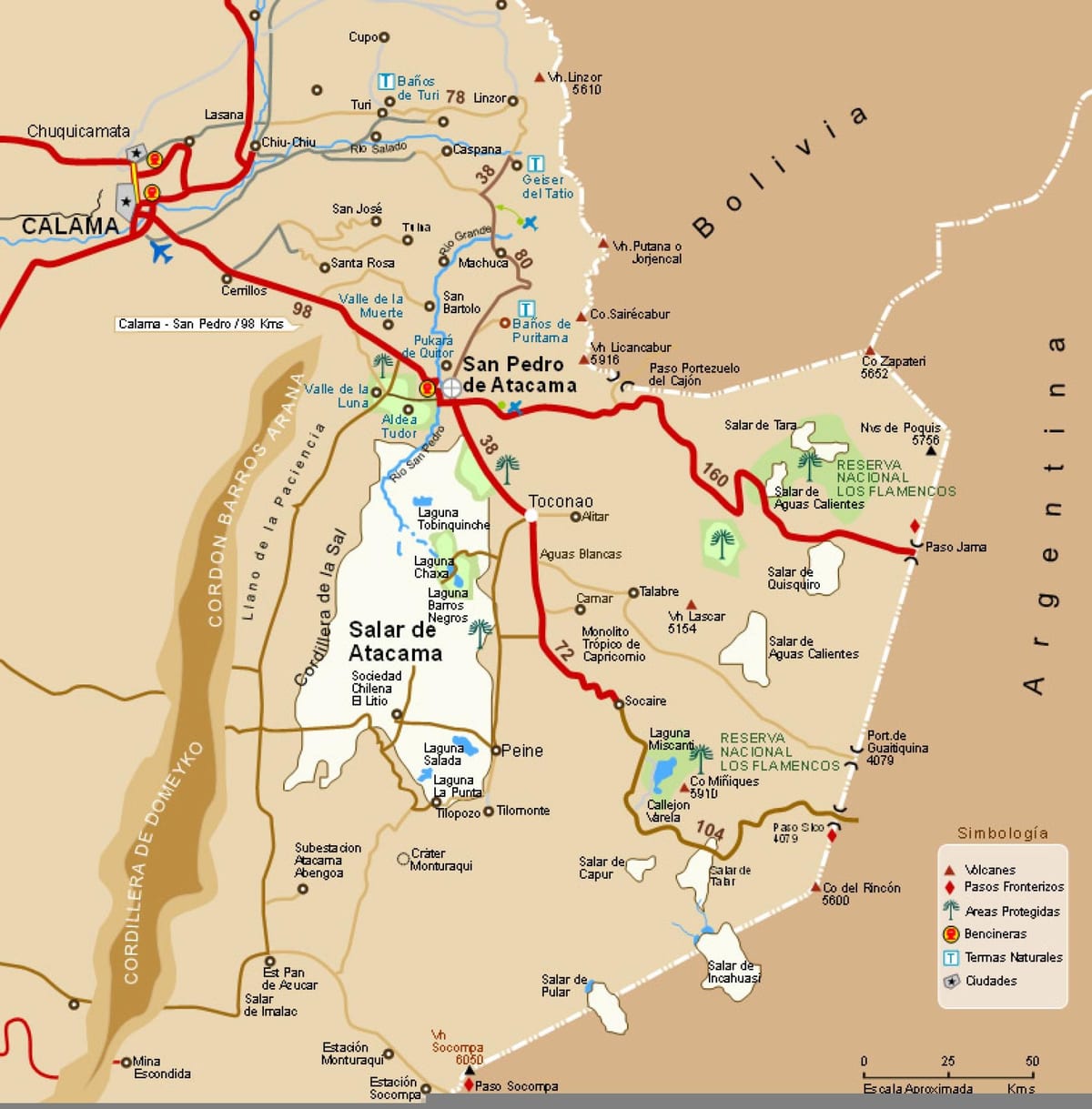 atacama-woestyn, Chili kaart