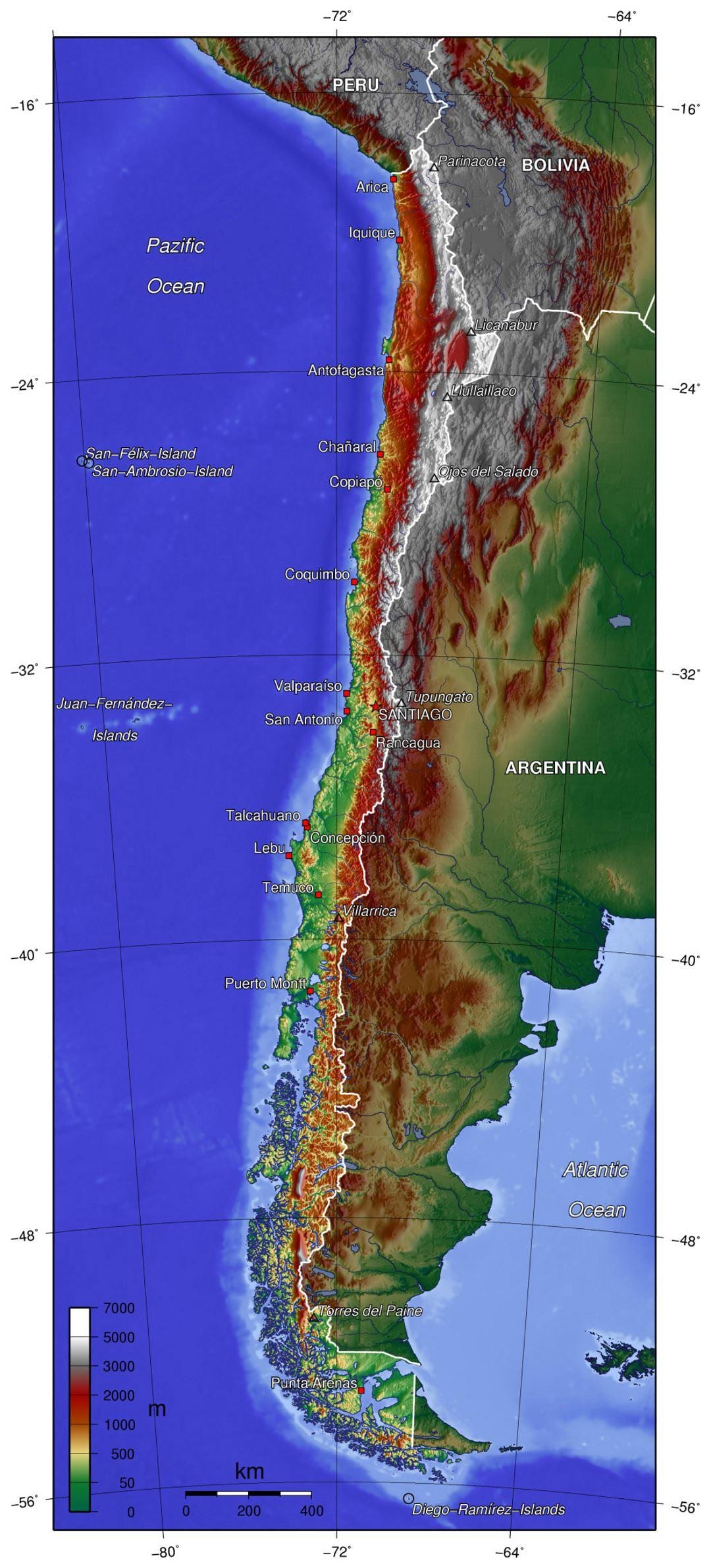 Chili geografie kaart