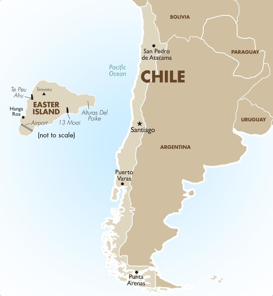 kaart van Chili insluitend easter island