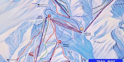 Kaart van Chili ski-oorde